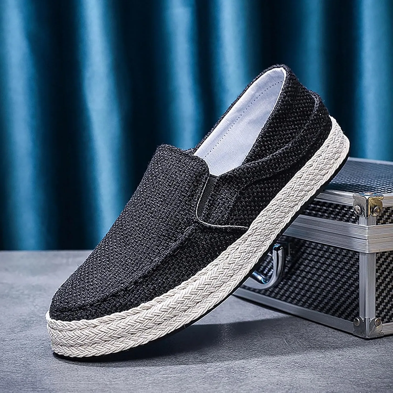 2022 Men's New Spring And Autumn Fisherman's Shoes Canvas Thick Soled Slip On Shoes Leather Tennis Shoes for Men Casual Slip