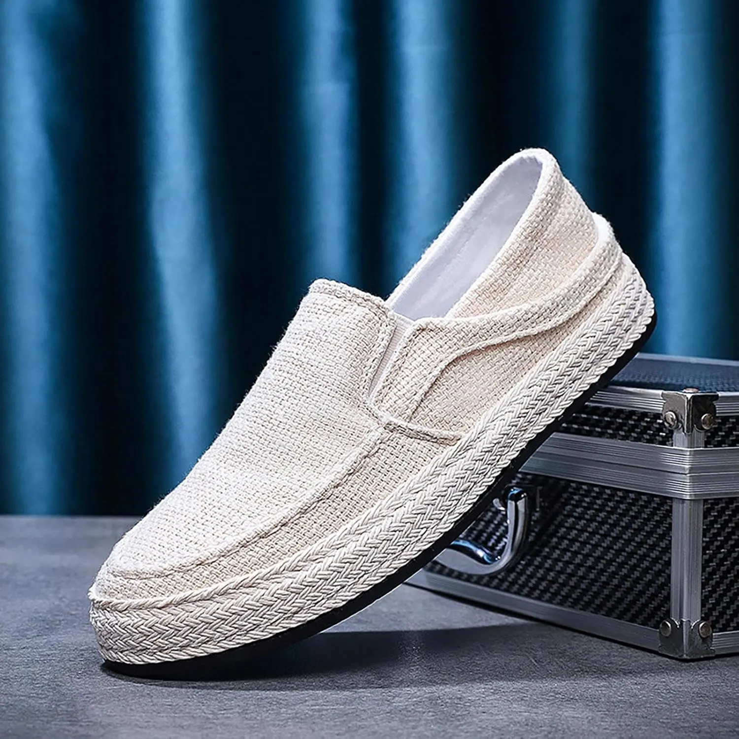 2022 Men's New Spring and Autumn Fisherman's Shoes Canvas Thick Soled Slip On Shoes Leather Tennis Shoes for Men Casual