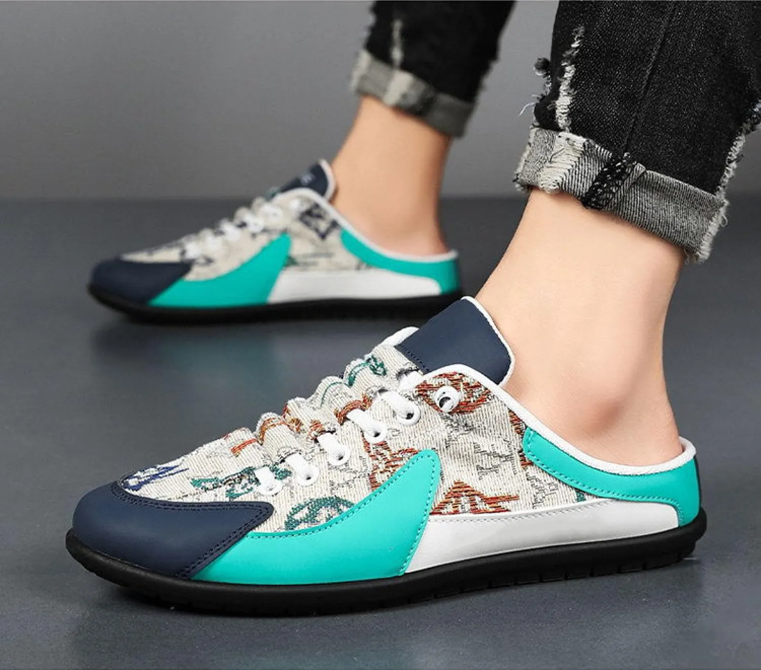 2025 New Mens Slip On Shoes for Spring Summer, Men's Lightweight Breathable Backless Sneakers, Mens Backless Slip on Shoes