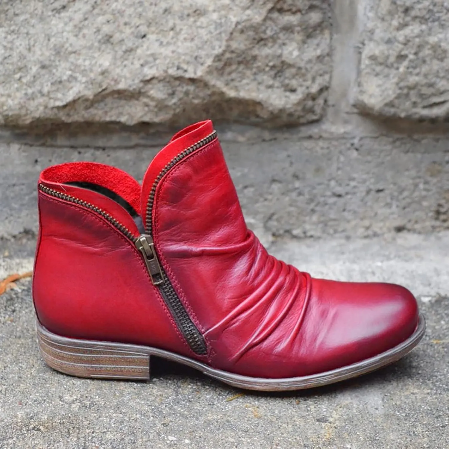 AMDBEL Fall Boots for Women 2023, Ankel Boots for Women Wedge Ankle Boots Braided Strap Western Heeled Booties Dress Shoes