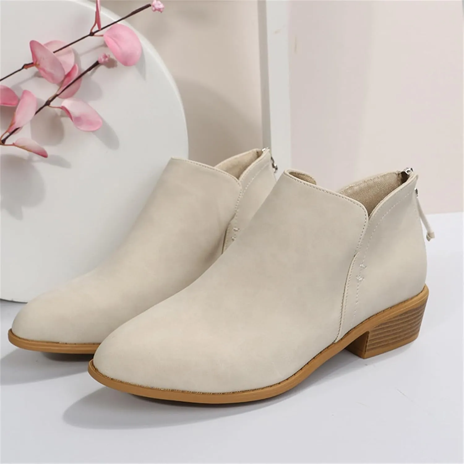 Ankle Platform Boots for Women Womens Leather Ankle Boots Lace Up 2024 Fall Boots Women Comfy Slip-On Leather Ankle Boots Women Boots Ankle Wide Width Leather Ankle Boot Women