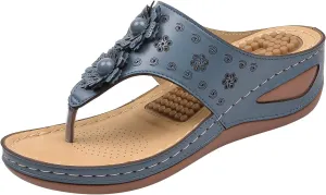Arch Support Sandals Women's Dressy Flip Flops Beach with Flowers Sandal Comfortable Dressy Wedge Arch Support Wedge Shoes for Women Comfortable Platform Shoe Orthopedic Woman