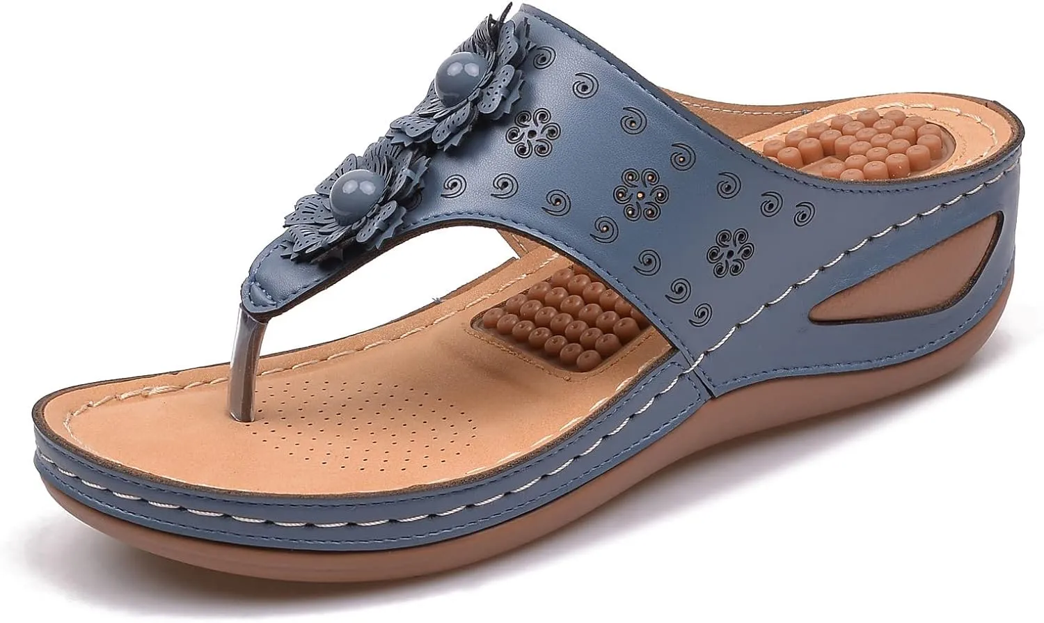 Arch Support Sandals Women's Dressy Flip Flops Beach with Flowers Sandal Comfortable Dressy Wedge Arch Support Wedge Shoes for Women Comfortable Platform Shoe Orthopedic Woman