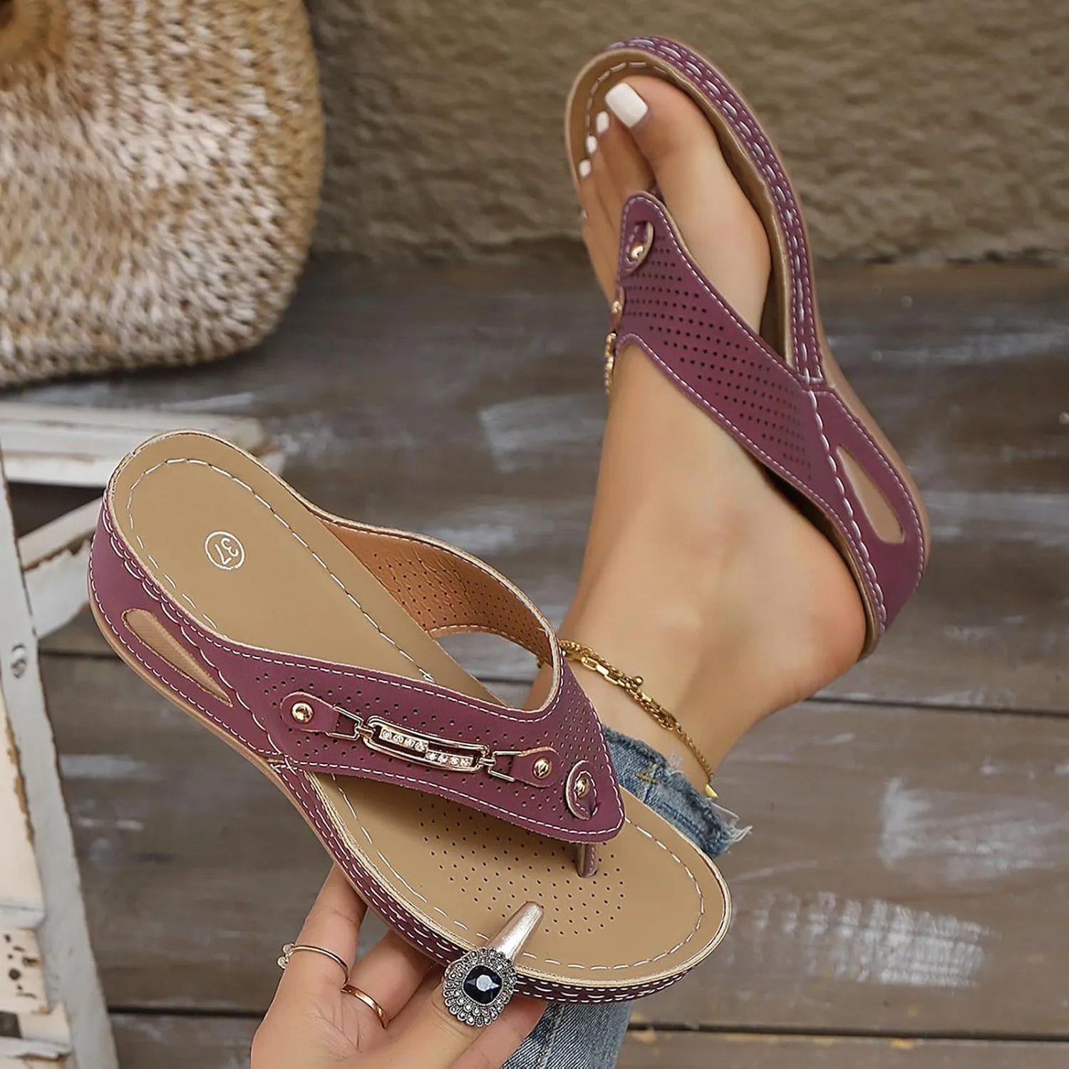 Avylays Orthopedic Sandals for Women,Breathable Mesh Sports Sandals With Non-Slip Sole,Wedge Heel Thick-Soled Sandals
