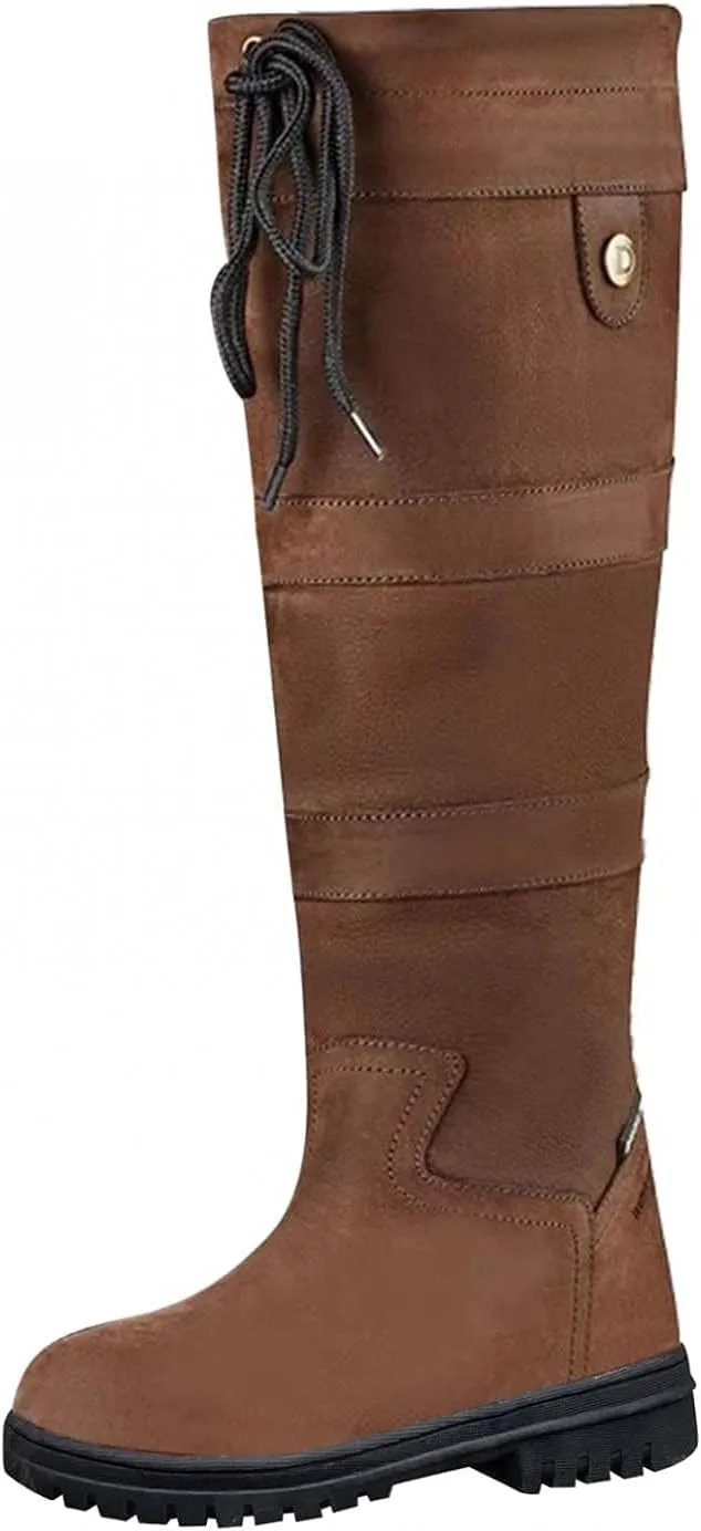 Bcshiye Women's Knee High Boots,Winter Suede Chunky Heel Fashion Cowboy Mid Calf Boots Platform Boots for Women