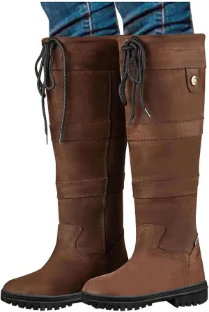Bcshiye Women's Knee High Boots,Winter Suede Chunky Heel Fashion Cowboy Mid Calf Boots Platform Boots for Women