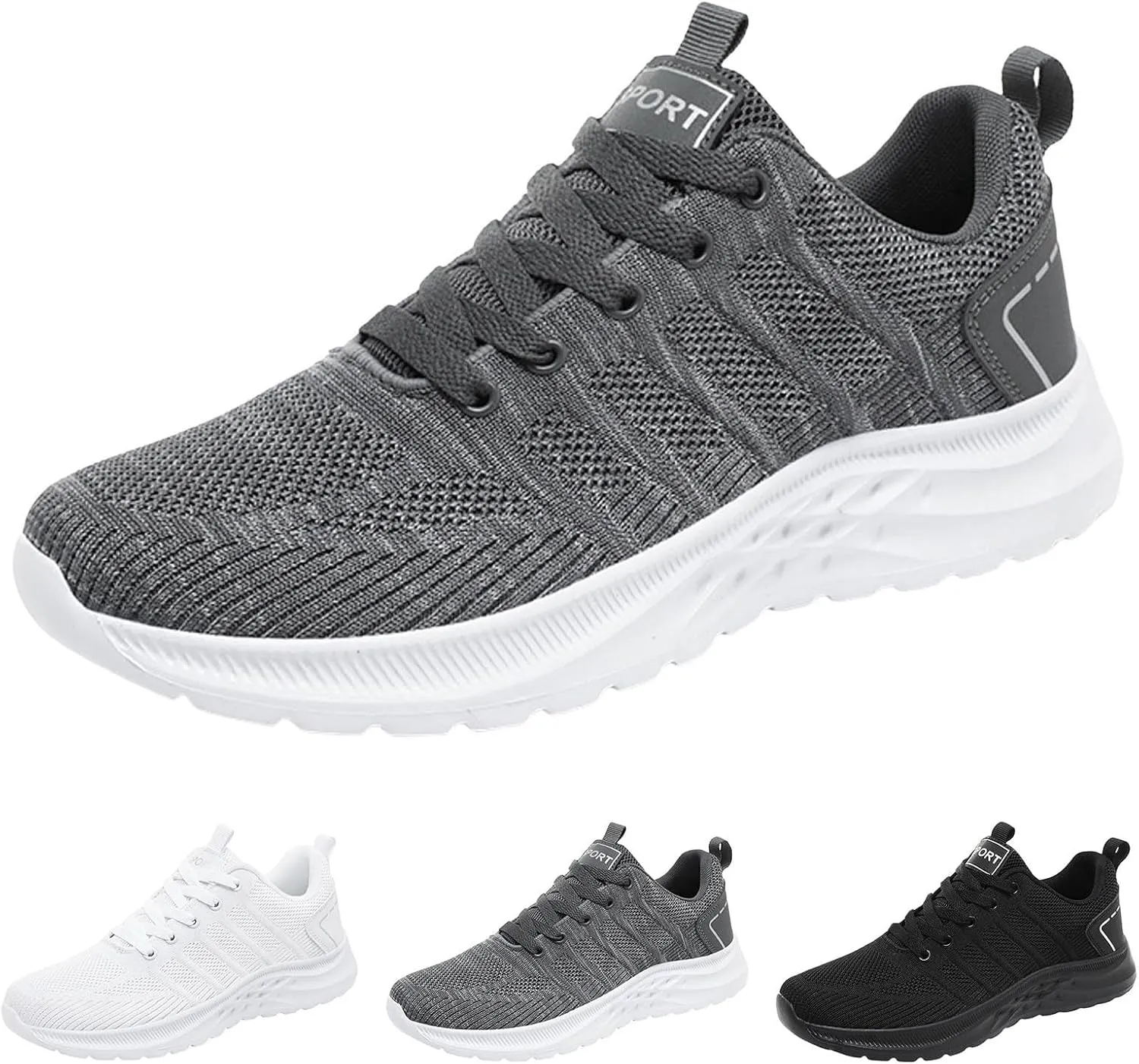 Breathable & Comfortable Sneaker Men Sports Shoes Fashionable Couple Simple and Solid Color Thick Bottomed Flat Mesh