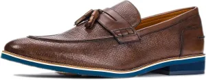 Carlos Santana Slip-on Leather Garcia Tassel Loafers for Men | 100% Leather Fabric | Cushioned Footbed | with Embossed Print on The Calfskin Leather