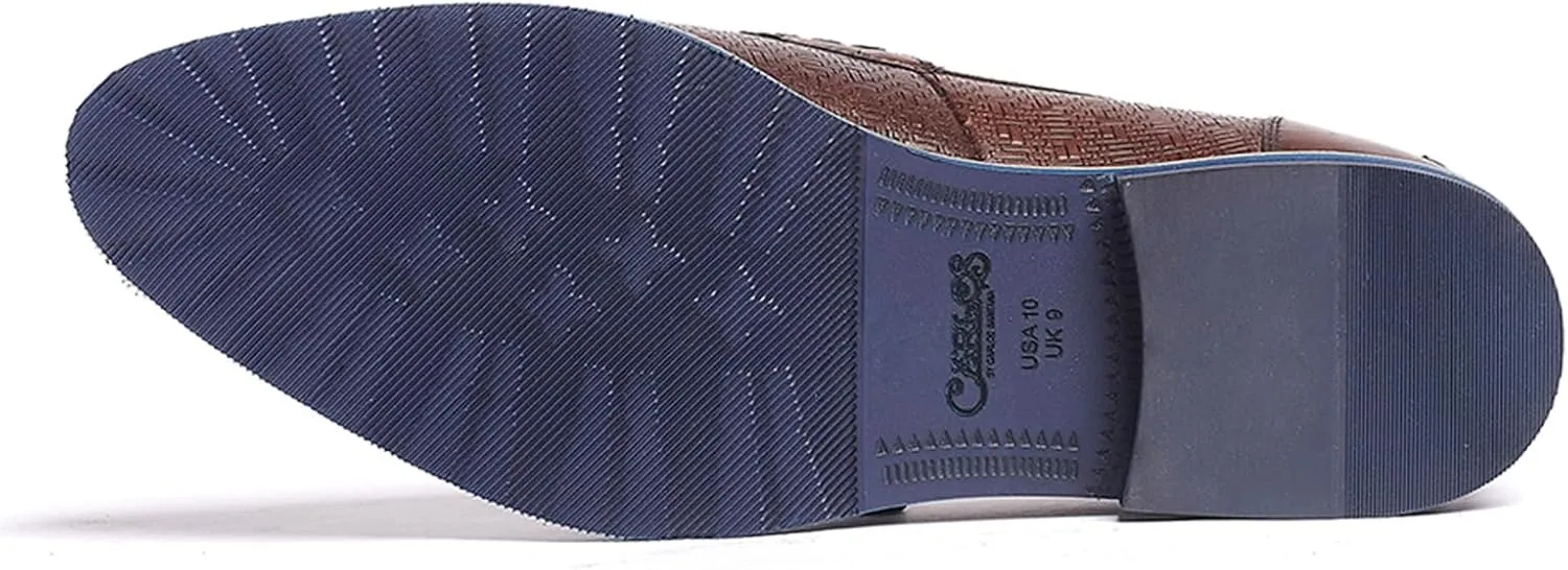Carlos Santana Slip-on Leather Garcia Tassel Loafers for Men | 100% Leather Fabric | Cushioned Footbed | with Embossed Print on The Calfskin Leather