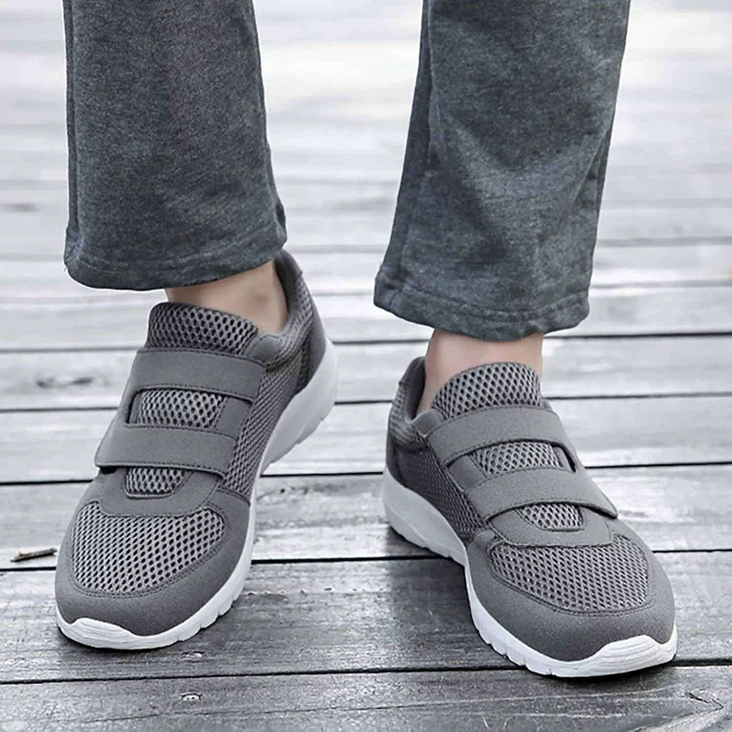 Casual Shoes for Men Men's 2023 New Hook Loop Solid Color Fly Woven Mesh Breathable Running Shoes