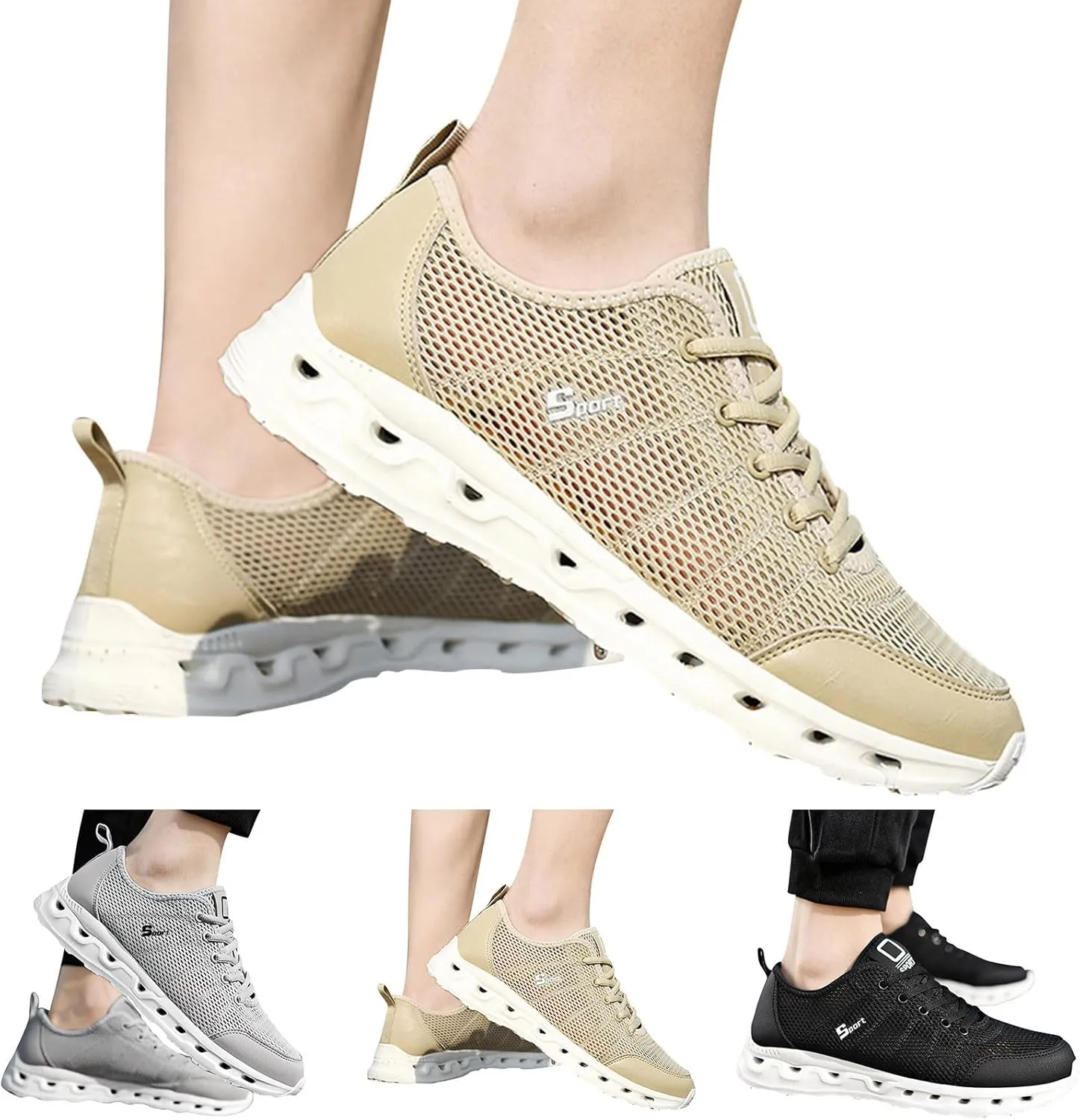 Casual Shoes Lace up Men Sneakers New Pattern Mesh in Breathable Comfortable Fashionable Simple Large Casual Sports