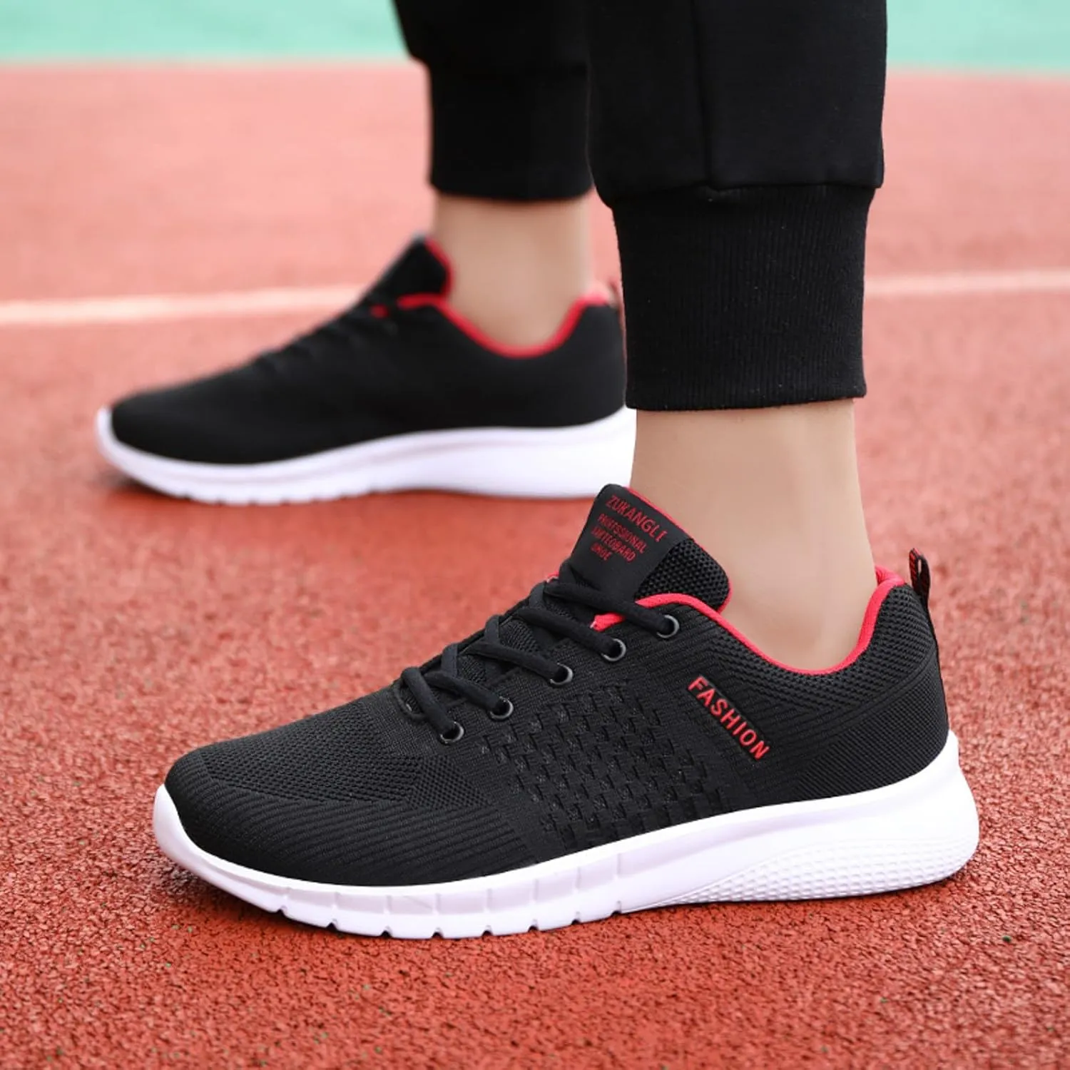 Casual Shoes Lace up Men Sports Shoes Fashionable Color Matching Mesh Breathable and Comfortable Lace Up Flat Bottom Non