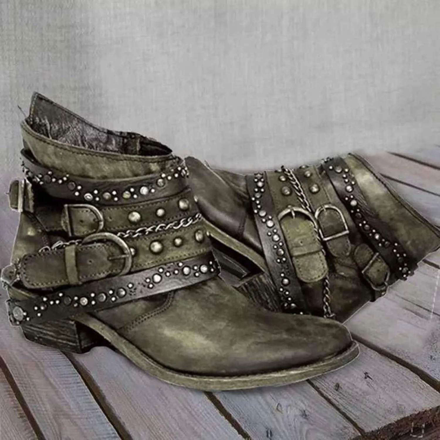 Chelsea Bootie Womens Lace Up Ankle Boots Wide Width High Ankle Boots Low Heel Womens 2024 High Heel Ankle Boots with Buckle Women's Ankle Boots Low Heel Comfortable Lace Ankle Boots