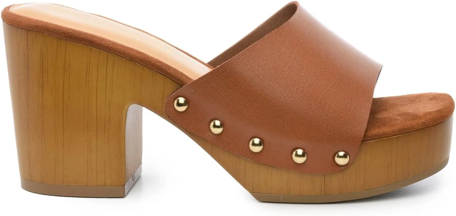CLOUDAIR Womens Heeled Sandals - Stylish Round Toe Chunky Block Heels for Party & Dating - Open Toe Slip-on High Heel Summer Sandals