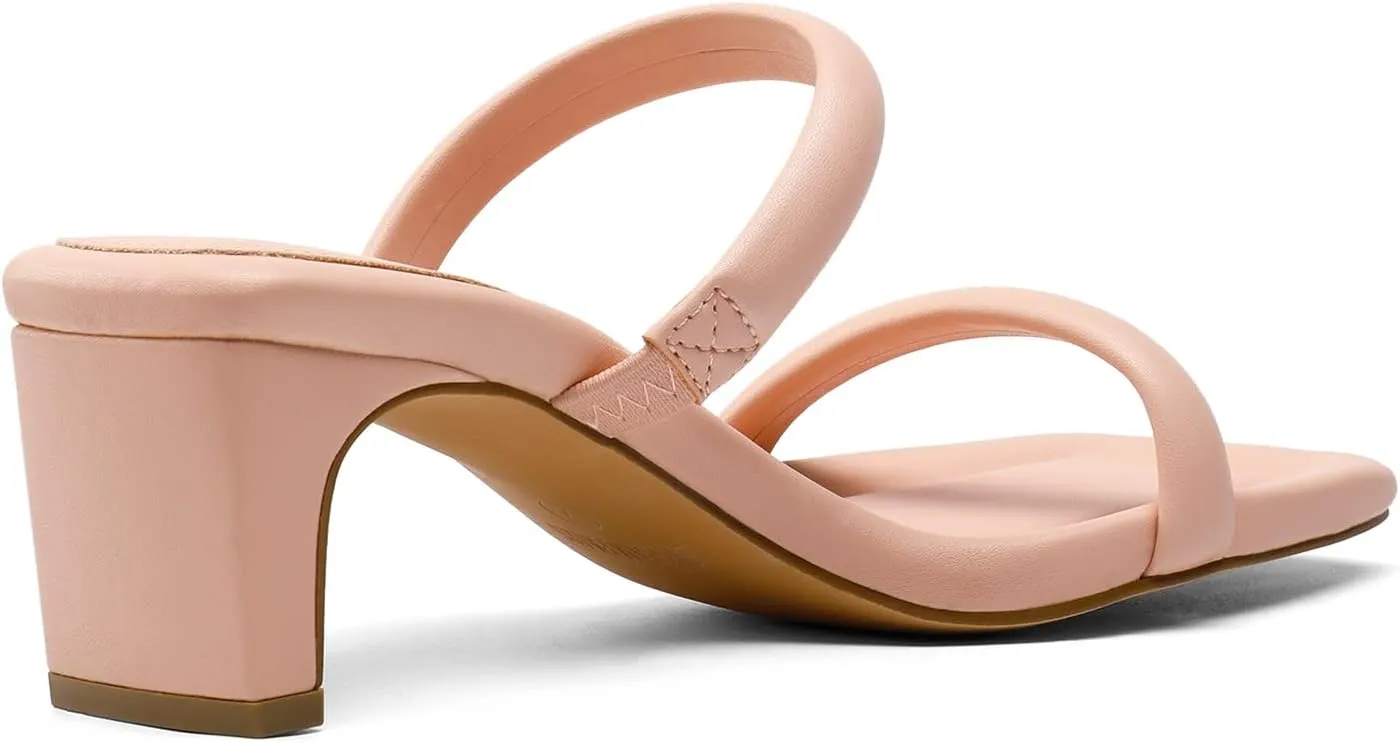 DREAM PAIRS Women's Square Toe Heels for Women Two Strap Open Toe Low Block Chunky Heels Sandals Dress Pumps Shoes