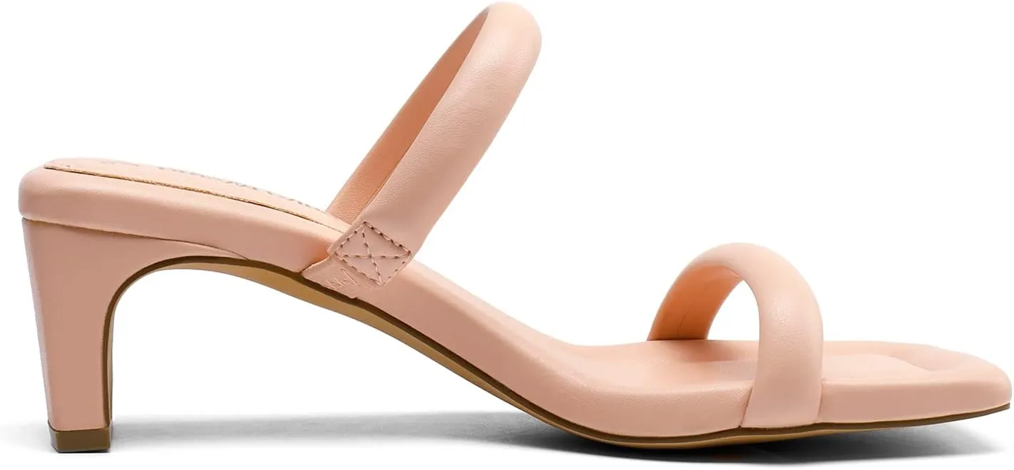 DREAM PAIRS Women's Square Toe Heels for Women Two Strap Open Toe Low Block Chunky Heels Sandals Dress Pumps Shoes