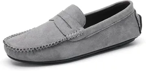 Driving Moccasins for Men Suede Vamp Penny Loafer Stitching Details Round Toe Comfortable Flexible Resistant Casual Slip On for Any Attire