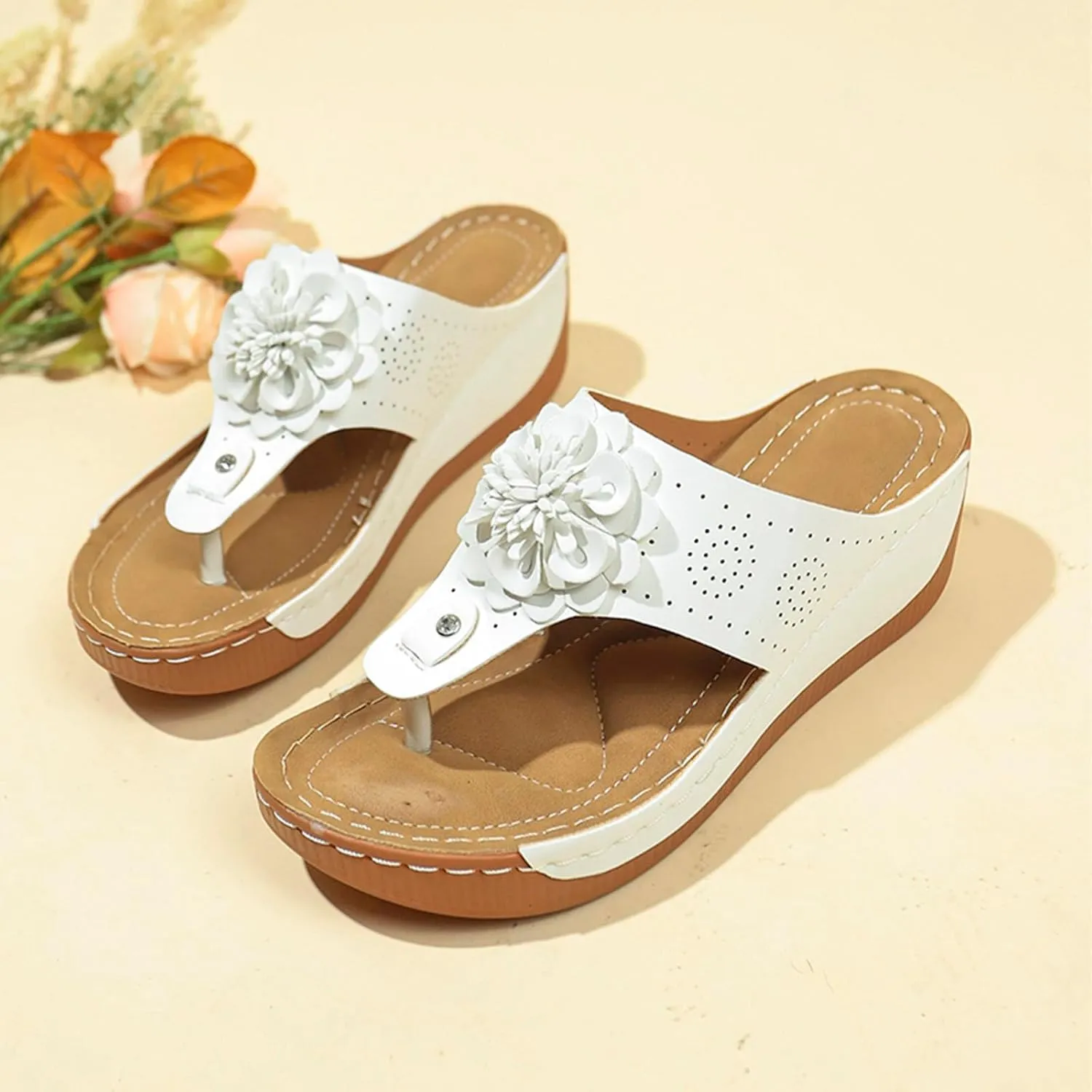 Ergonomic Design Wedge Toe Post Sandals Mitigate Foot Fatigue Comfortable And Functional Shoes Platform Dress Sandals