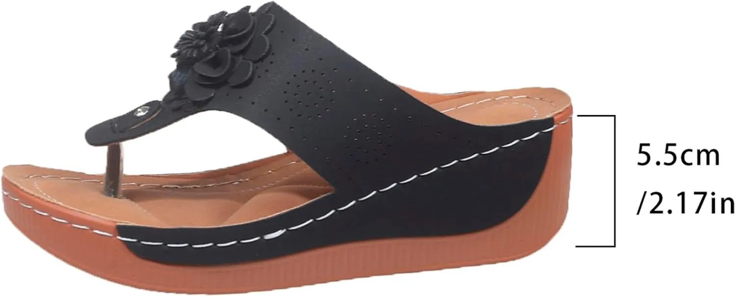Ergonomic Design Wedge Toe Post Sandals Mitigate Foot Fatigue Comfortable And Functional Shoes Platform Dress Sandals