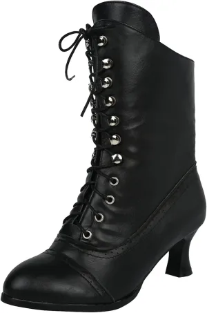 Fall Boots for Women 2023 Cowboy Boots Vintage Knee High Boots Lace Up Boots Chunky Heels Retro Gothic Mid Calf Boots