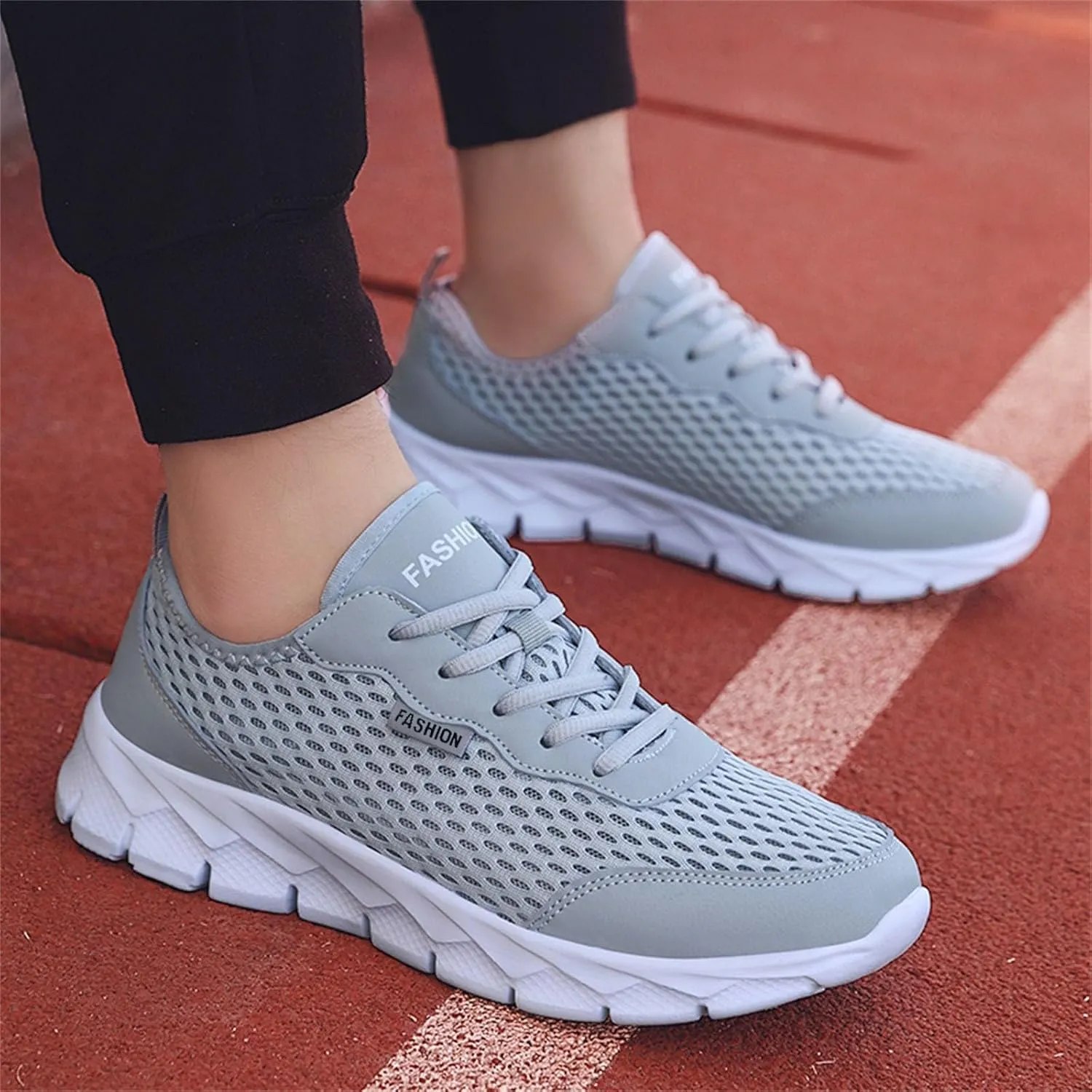 Fashion Sneaker Lace-Up Fashion Summer Men Mesh Breathable Comfortable Lightweight Flat Soft Lace Up Casual