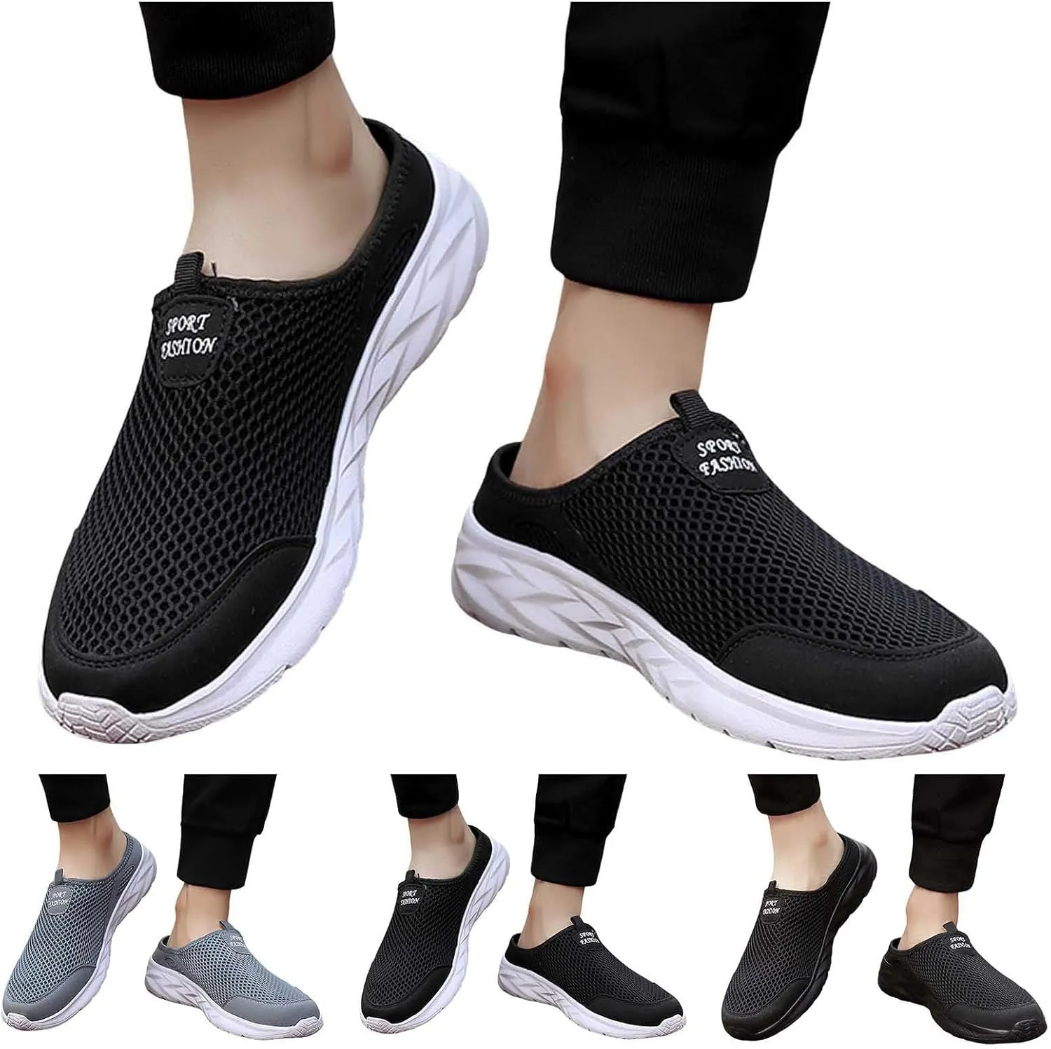Fashion Sneaker Lace-Up Men Sports Shoes Fashion New Pattern Solid Color Simple Mesh Breathable Comfortable Flat Bottom