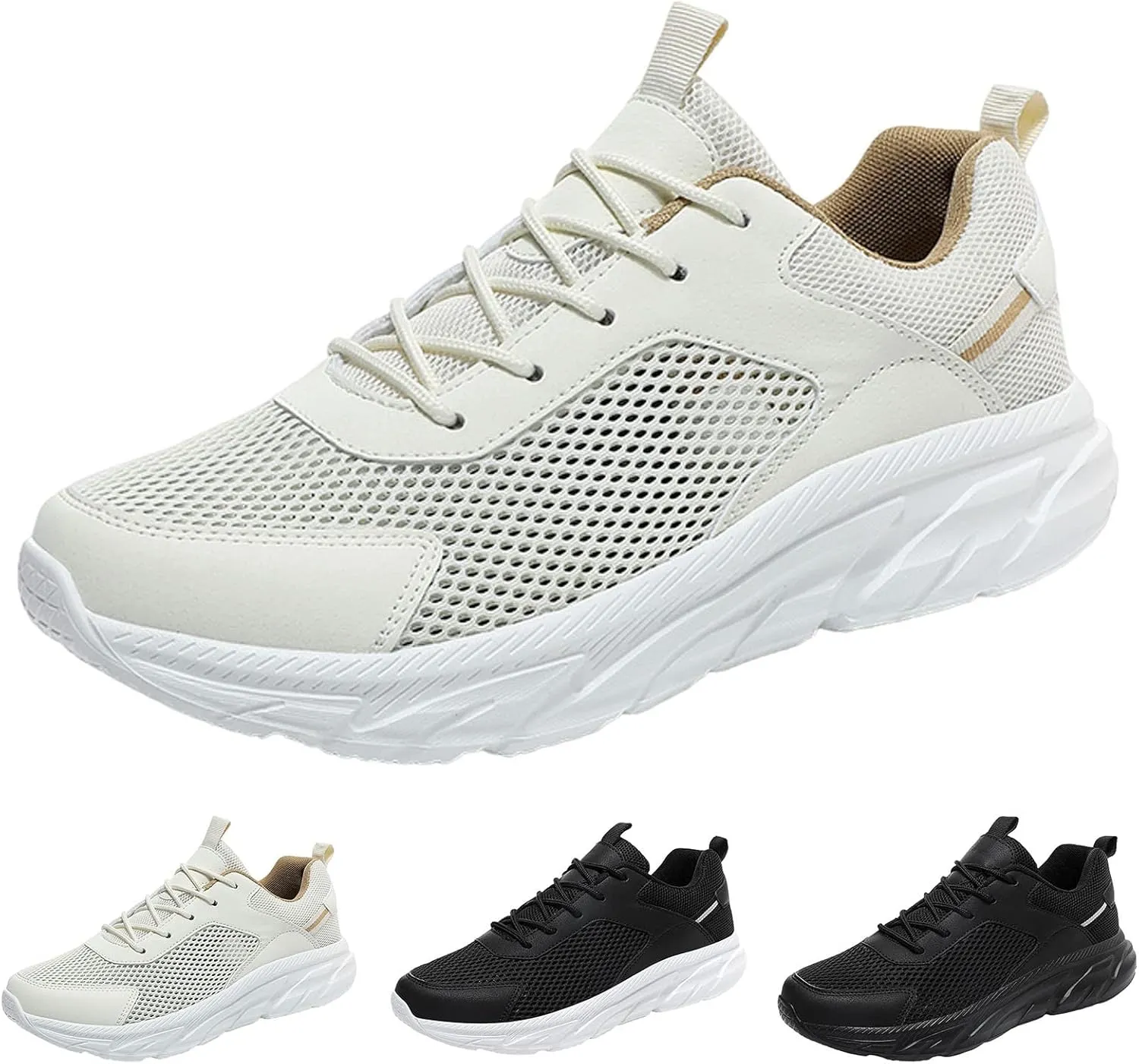 Fashion Sneakers Shoes Men Sports Shoes Fashionable and Simple Solid Color New Pattern Summer Mesh Breathable and