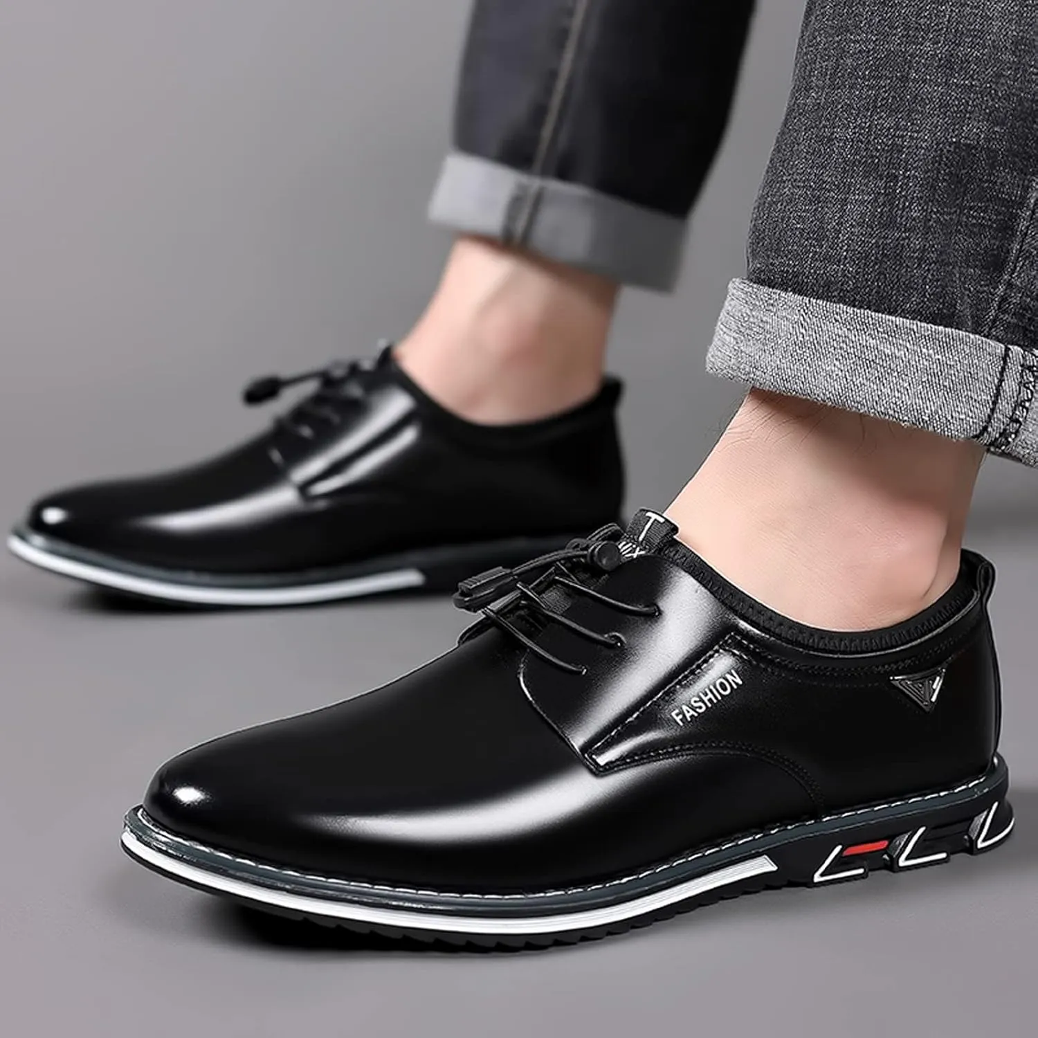 Fashion Style Men's Breathable Comfortable Business Lace Up Work Leisure Solid Color Leather Shoes Dress Boots