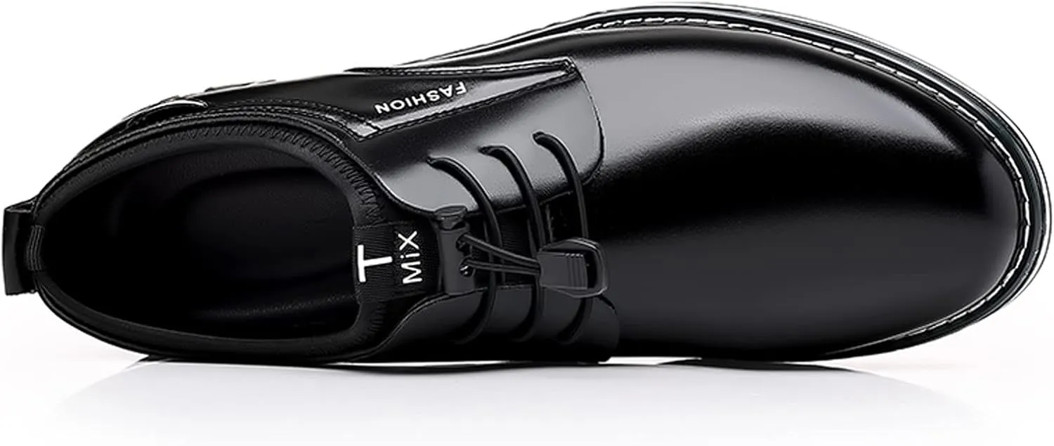 Fashion Style Men's Breathable Comfortable Business Lace Up Work Leisure Solid Color Leather Shoes Dress Boots