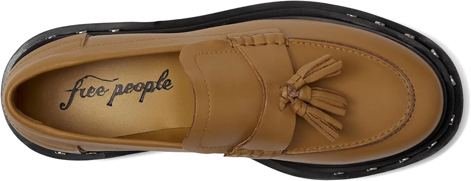 Free People Teagan Tassel Loafers for Women - Sleek Leather Upper - Lugged Platform Sole - Synthetic Outsole