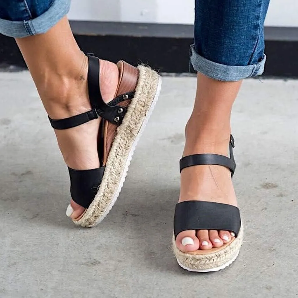 Gibobby Womens Espadrilles Sandals Flats,Women's Platform Sandals Espadrille Wedge Summer Ankle Strap Studded Open Toe Sandal