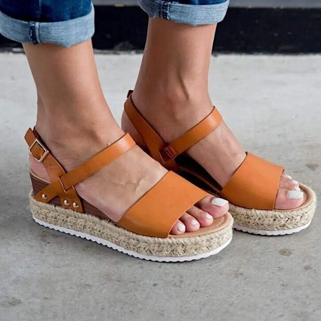 Gibobby Womens Espadrilles Sandals Flats,Women's Platform Sandals Espadrille Wedge Summer Ankle Strap Studded Open Toe Sandal