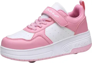 IWIHMIV Boys Skate Shoes Kids Tennis Athletic Thick Soled Sneakers Walking Lightweight Roller Skating Shoes