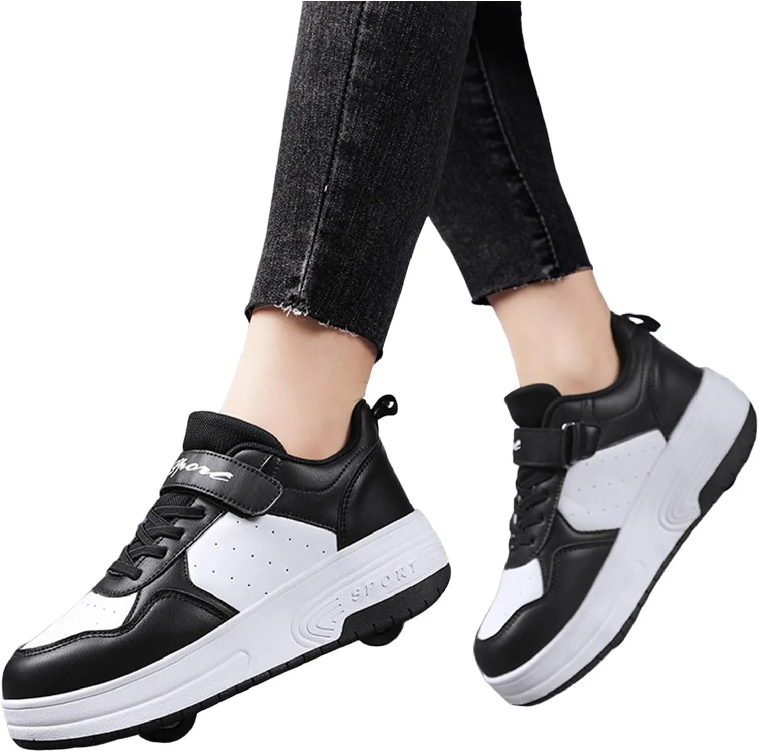 IWIHMIV Boys Skate Shoes Kids Tennis Athletic Thick Soled Sneakers Walking Lightweight Roller Skating Shoes