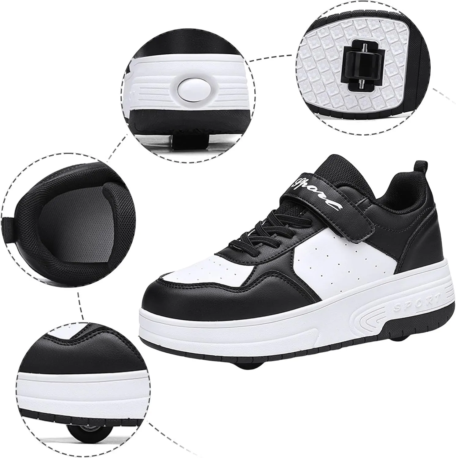 IWIHMIV Boys Skate Shoes Kids Tennis Athletic Thick Soled Sneakers Walking Lightweight Roller Skating Shoes