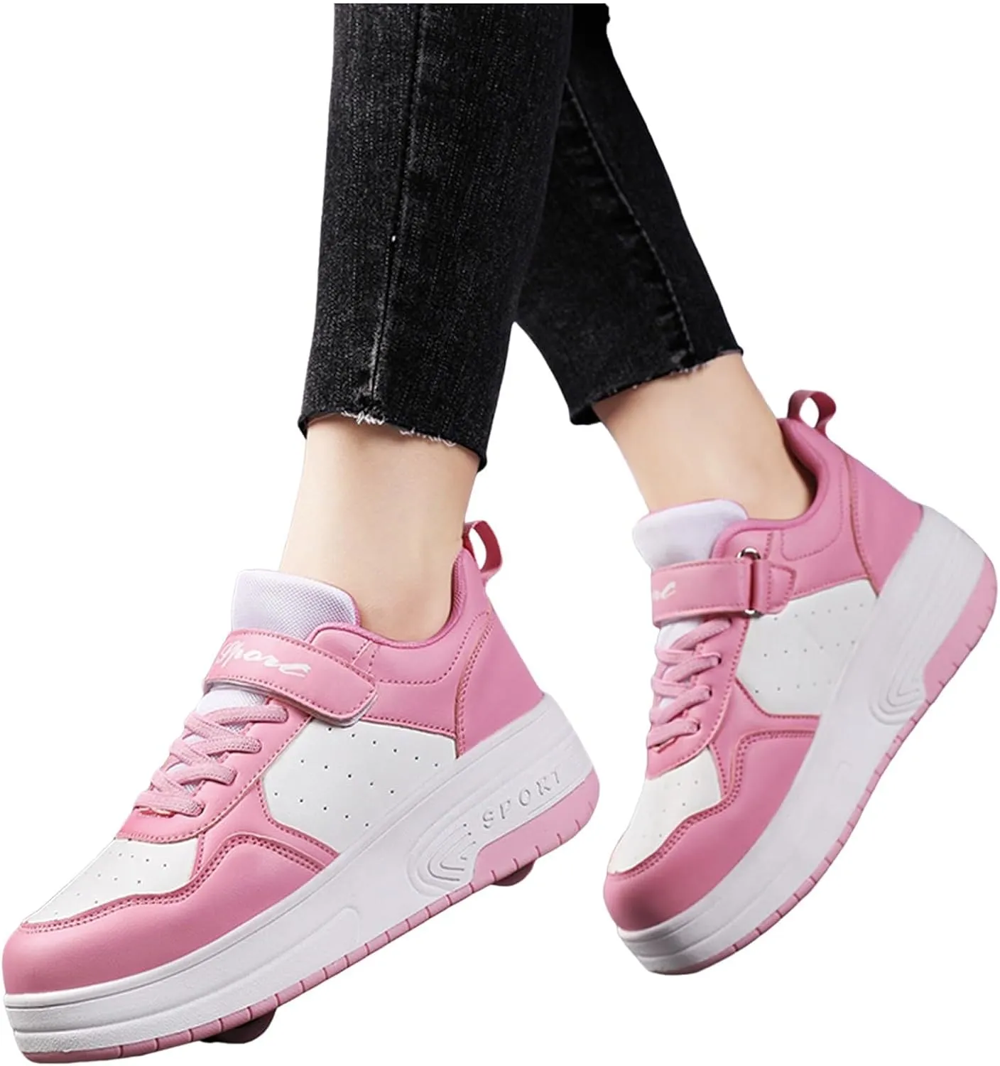 IWIHMIV Boys Skate Shoes Kids Tennis Athletic Thick Soled Sneakers Walking Lightweight Roller Skating Shoes