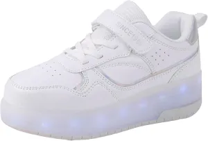 IWIHMIV Kids Roller Skating Shoes Boys USB Rechargeable Light Up Sneakers for Girls Toddler Comfort Casual Skate Shoes