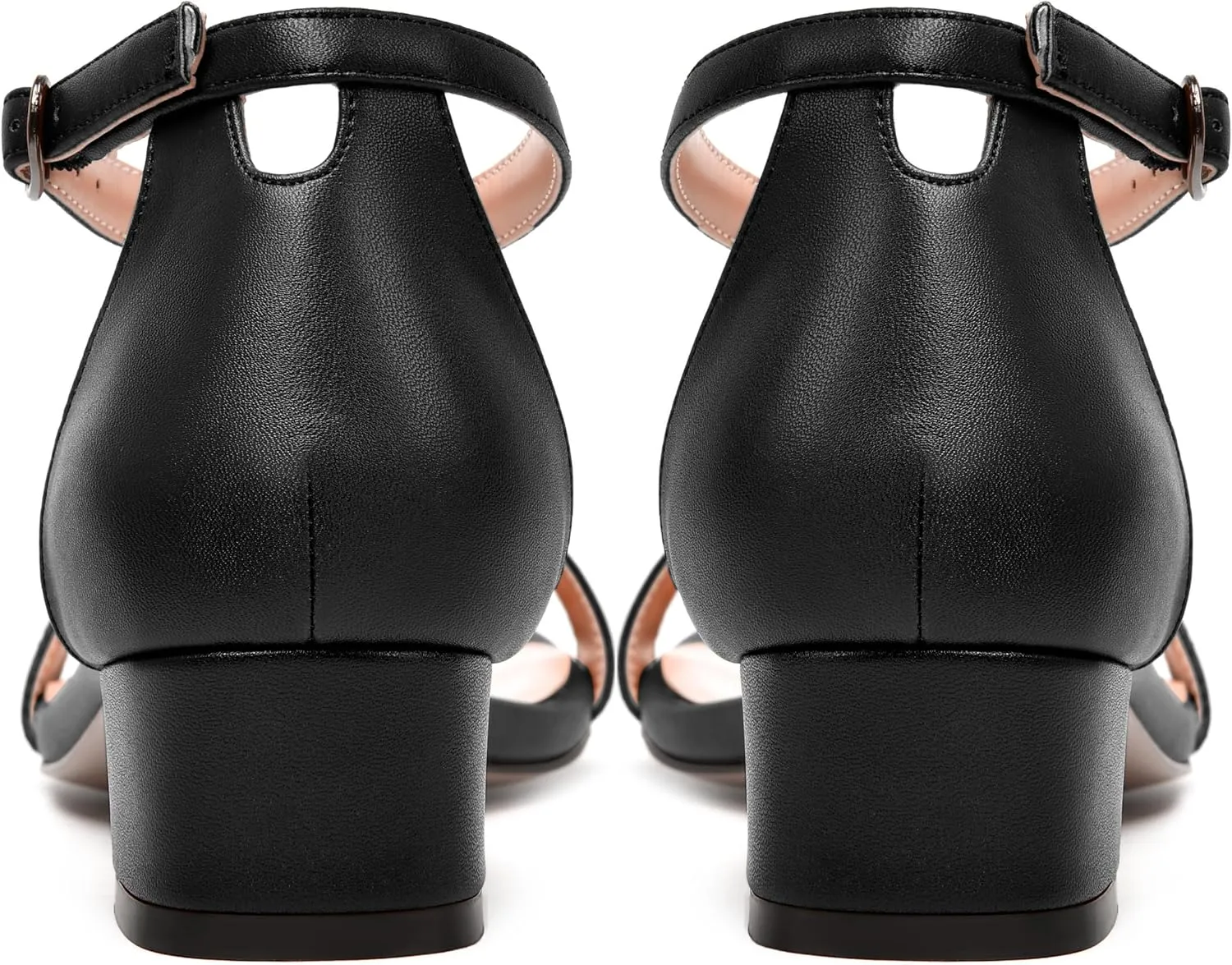 JUSTDANNI Womens Bridal Matte Dress Buckle Ankle Strap Round Toe One Strap Chunky Low Heel Heeled Sandals 1.5 Inch
