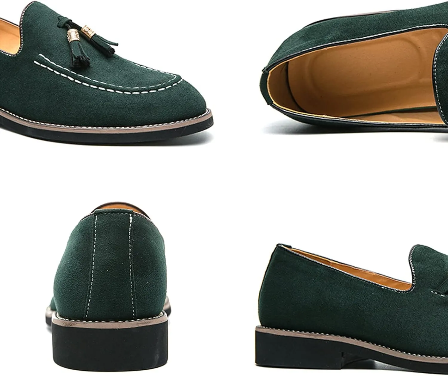 KCTRFSJ Men's Suede Tassels Casual Loafers,Handmade Slip-On Moccasins Driving Shoes,Comfortable Non-Slip Business Driving Shoes