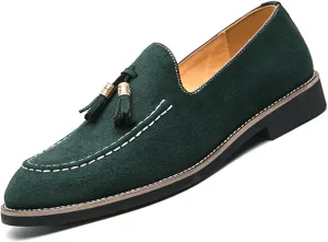 KCTRFSJ Men's Suede Tassels Casual Loafers,Handmade Slip-On Moccasins Driving Shoes,Comfortable Non-Slip Business Driving Shoes