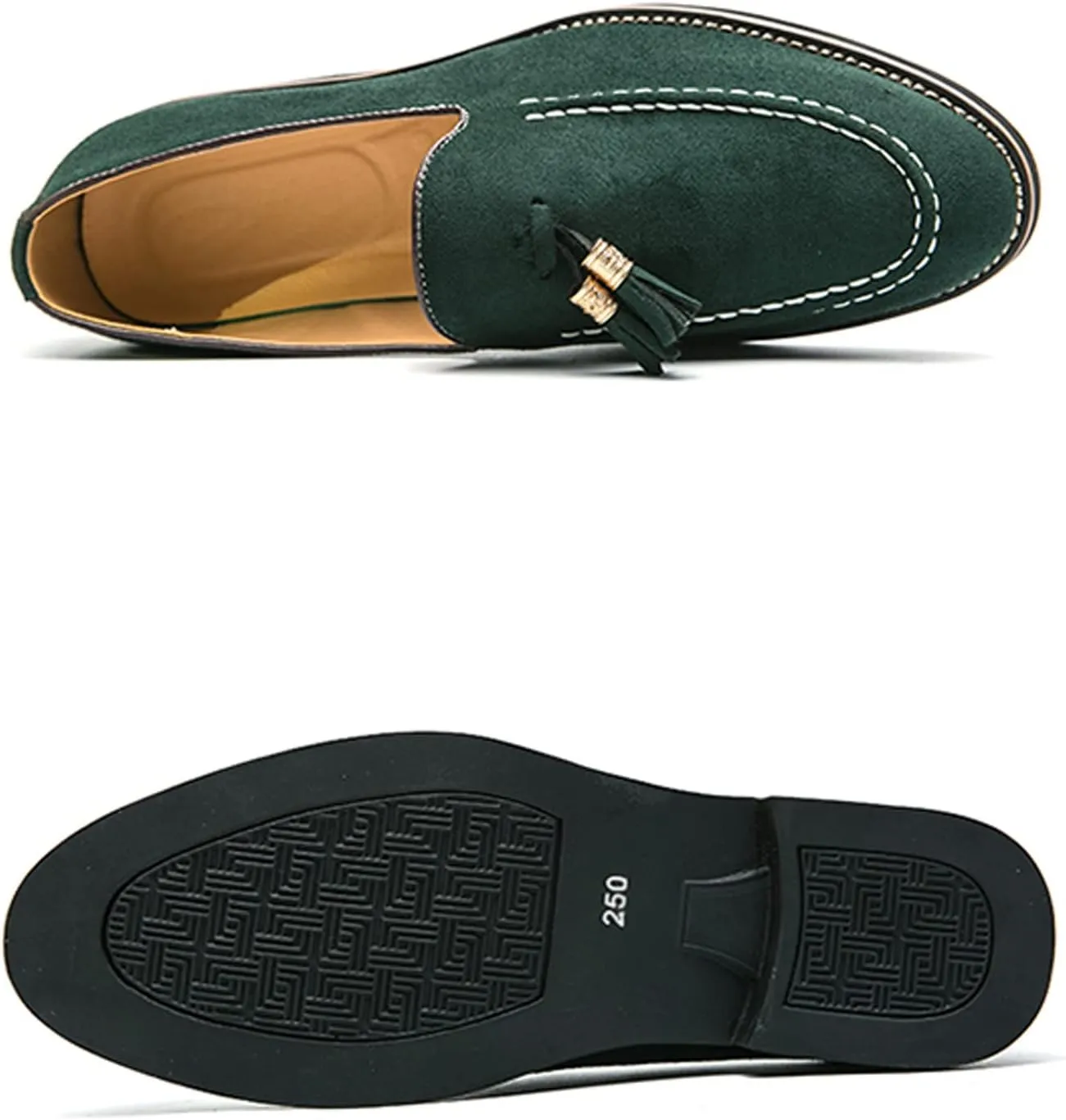 KCTRFSJ Men's Suede Tassels Casual Loafers,Handmade Slip-On Moccasins Driving Shoes,Comfortable Non-Slip Business Driving Shoes