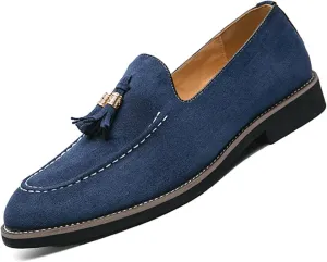 KCTRFSJ Men's Suede Tassels Casual Loafers,Handmade Slip-On Moccasins Driving Shoes,Comfortable Non-Slip Business Driving Shoes
