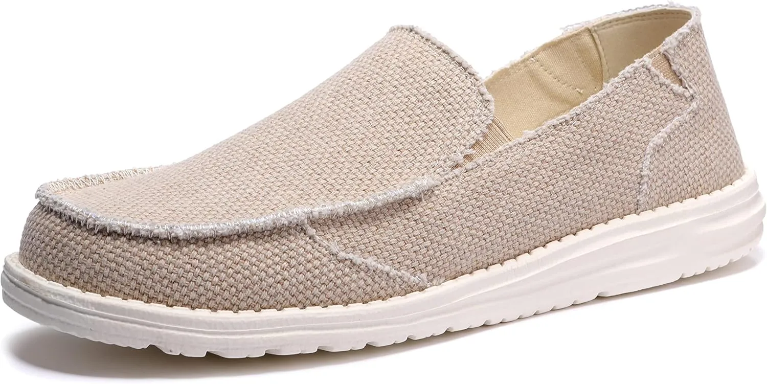 Kelway Mens Slip On Shoes Casual Slip-on Loafers Canvas Slip On Shoes Casual Sneakers Comfortable and Lightweight, Beige-12