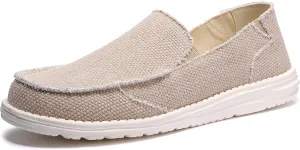 Kelway Mens Slip On Shoes Casual Slip-on Loafers Canvas Slip On Shoes Casual Sneakers Comfortable and Lightweight, Beige-12
