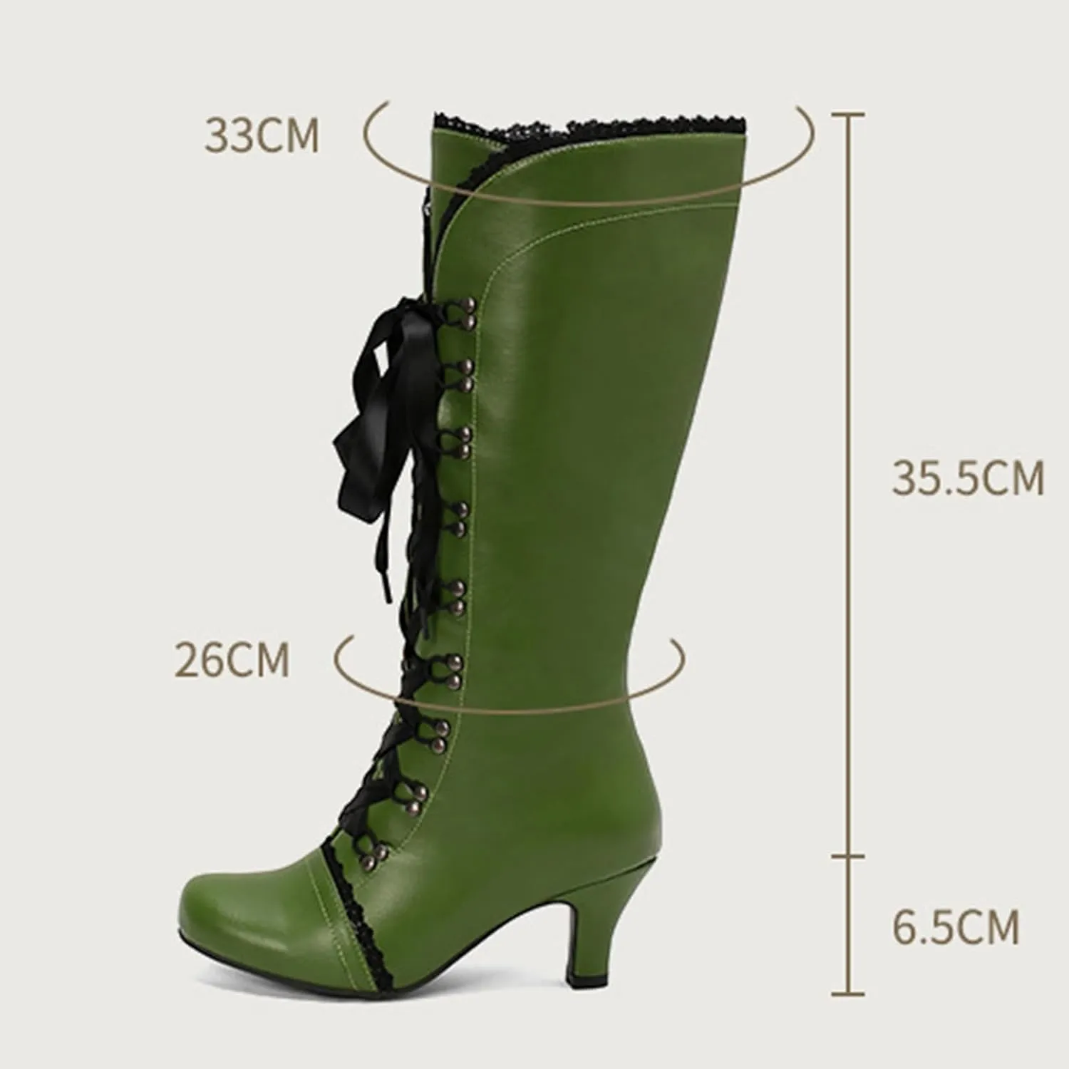 Knee High Boots Women Lace Goth Knee High Boots Lace up Knee Length Boots Punk Platform Tall Boots with Zipper