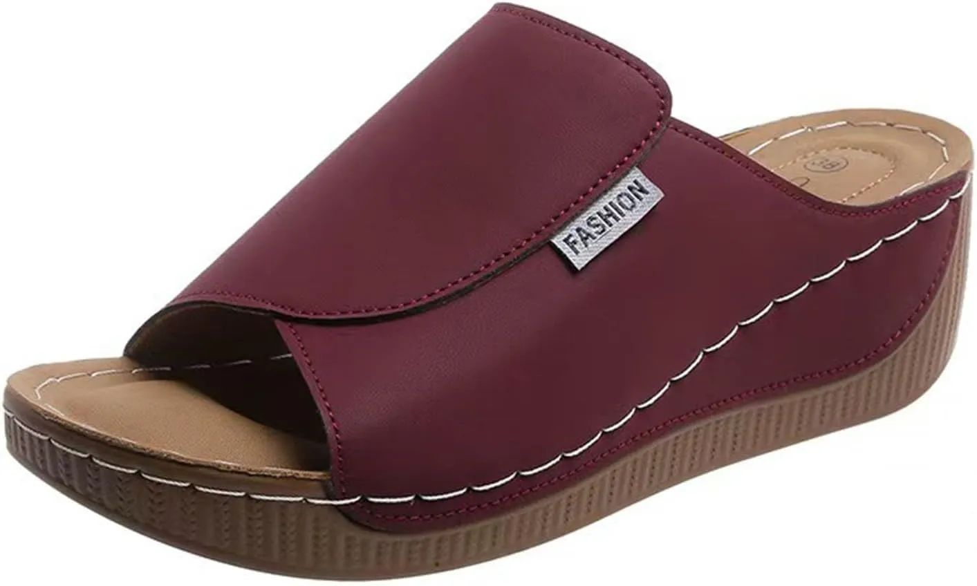 Ladies Fashion Solid Color Leather Exposed Toe Thick Sole Casual Sandals And Slippers Sandals Summer for Women