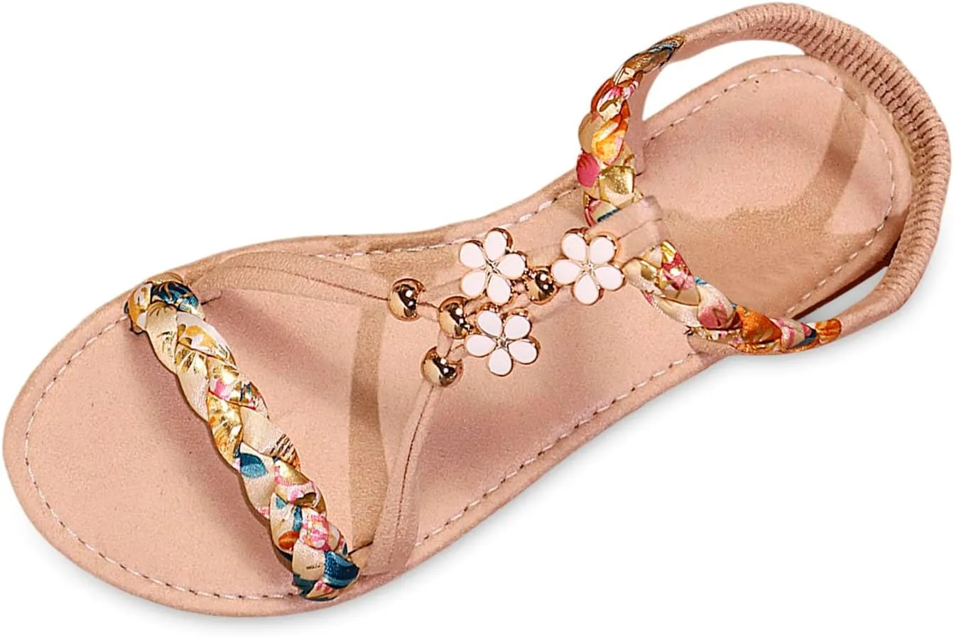 Ladies' Shoes Flat Bottomed Bohemian Style Fashionable Beach Slippers Elastic Band Sandals Dress Shoes