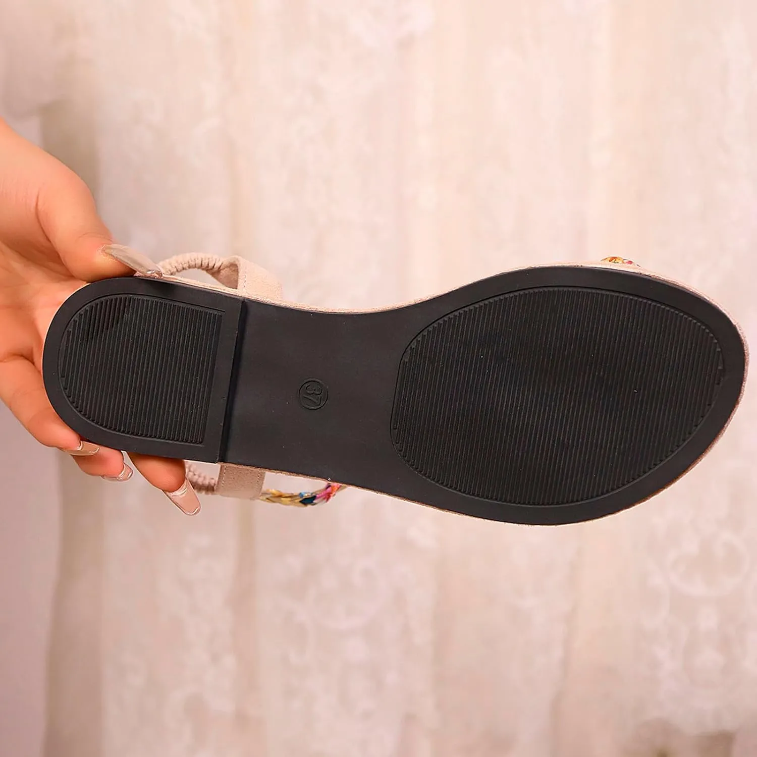 Ladies' Shoes Flat Bottomed Bohemian Style Fashionable Beach Slippers Elastic Band Sandals Dress Shoes
