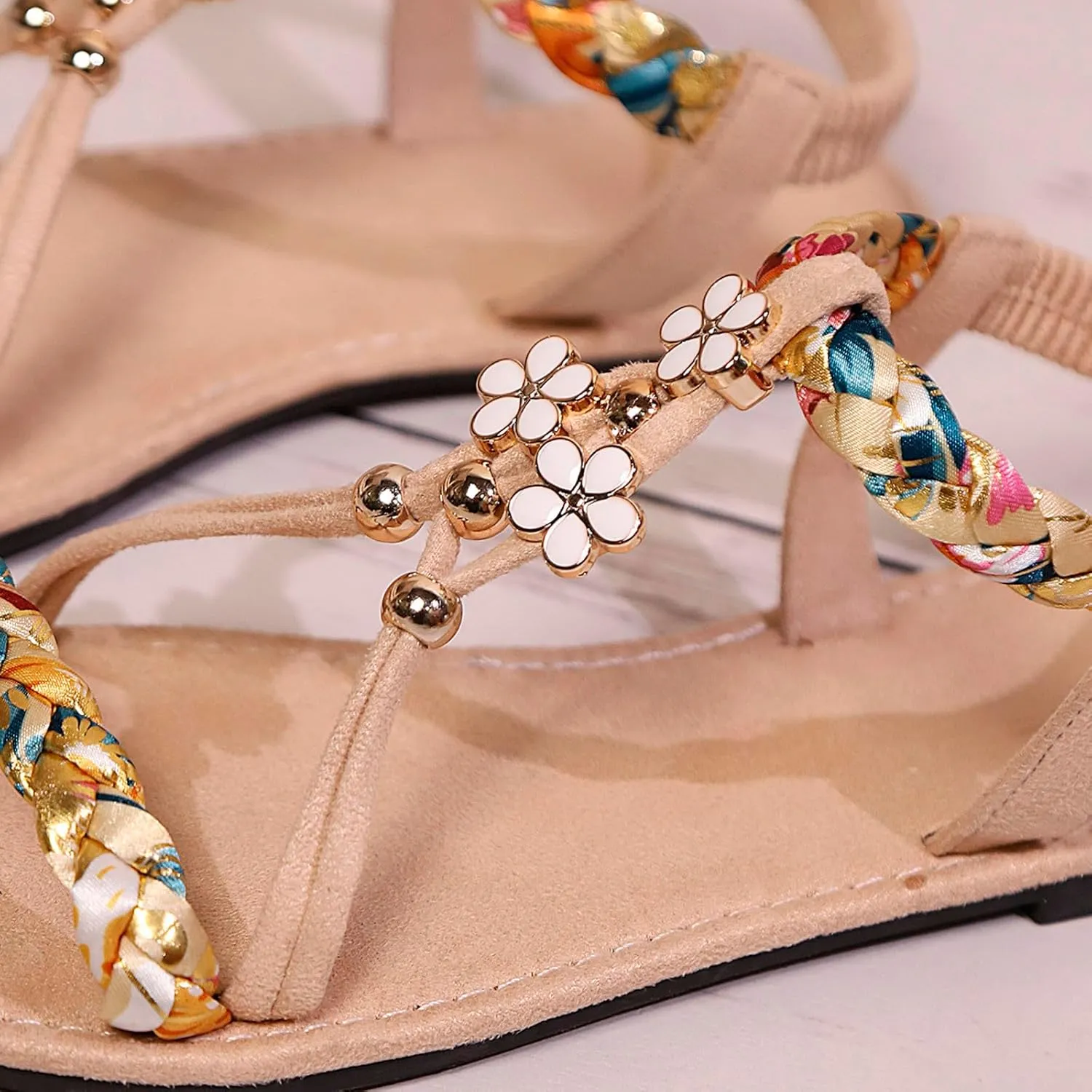 Ladies' Shoes Flat Bottomed Bohemian Style Fashionable Beach Slippers Elastic Band Sandals Dress Shoes