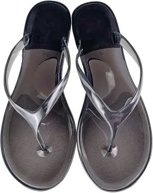 Ladies Summer Transparent Jelly Crystal Flat Bottom Toe Flip Flops Beach Sandal Slippers Women Slide on Tennis Shoes